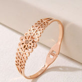 Stainless Steel Gold/Rosegold Plated Floral Design Kada