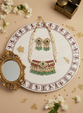 Real PEARL KUNDAN PACHE Necklace Set - Antique Necklace Set