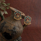 Gold Plated Hexagon Shaped Designed With Beads Fashion Antique Earring