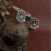 Silver Plated Hexagon Shaped Designed With Beads Fashion Antique Earring