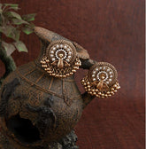 Silver / Gold Plated Stone Studded Peacock Designed With Beads Antique Earring