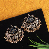 Antique Gold Plated Floral Chandbali Stud Earring