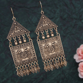 Antique Gold plated Triangle & Square Shaped Design Artwork with Charm Fashion Earring