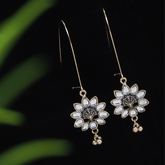 Antique Gold /Silver Plated Multi Coloured Hanging Beads Floral Design Earring