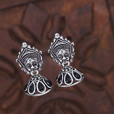 Silver Plated Multi Coloured Goddess Durga Face Jhumki Earring