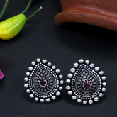 Silver Plated Teardrop Multi Coloured Artwork Antique Earring