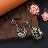 Antique Gold/Silver Plated Rustic Tear Drop Shaped Dangle Earring