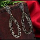 Antique Gold/Silver Plated Rustic Long Tear Drop Shaped Dangle Earring