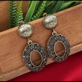 Antique Gold/Silver Plated Rustic Oval Shaped Drop Earring