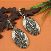 Antique Gold/Silver Plated Rustic Oval Shaped Dangle Earring