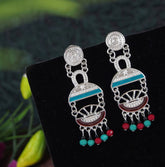 Antique Gold/Silver Plated Multi Coloured Dangle Earring