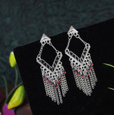 Antique Gold/Silver Plated Multi Coloured Chain Dangle Earring