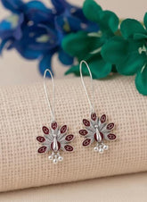 Silver/Gold Plated Long Hook Closure Hanging Peacock Enamel Artwork Design Antique Fashion Earring