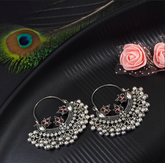 Silver Plated Multi Coloured Hanging Silver Beads Chandbali Earring
