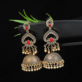 Antique Gold/Silver Plated Dual Coloured Enamel Dangler Earring