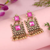 Antique Gold/Silver Plated Dual Coloured Enamel Dangler Earring