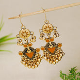 Antique Gold/Silver Plated Dual Coloured Enamel Dangler Earring
