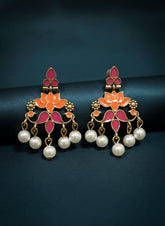 Antique Gold/Silver Plated Dual Coloured Enamel Dangler Earring