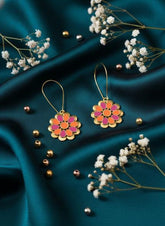 Antique Gold/Silver Plated Dual Coloured Enamel Dangler Earring
