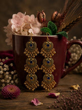 Antique Gold/Silver Plated Dual Coloured Enamel Dangler Earring