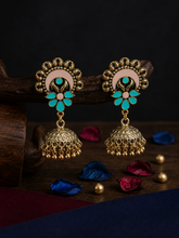 Antique Gold/Silver Plated Dual Coloured Enamel Dangler Earring