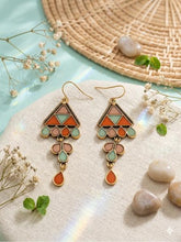 Antique Gold/Silver Plated Dual Coloured Enamel Dangler Earring