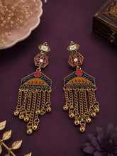 Antique Gold/Silver Plated Dual Coloured Enamel Dangler Earring