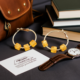 ( Pack Of 3 ) Gold Plated Circular Shaped Acrylic Beads Hoops Earring