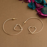 Silver / Gold Plated Open Circle Shaped With Small Heart Designed Fashion Hoops Earring
