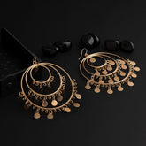 Silver / Gold Plated Multiple Round Shaped With Hanging Charms Fashion Hoops Earring