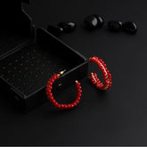 Gold Plated Open Circle With Beads Designed Fashion Hoops Earring