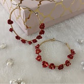 Gold Plated Round Shaped Floral Designed Art Fashion Hoops Earring