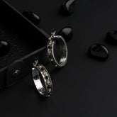 Silver Plated Round Shaped Stone Studded Design Hoops Earring