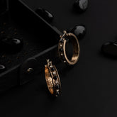 Gold Plated Round Shaped Stone Studded Design Hoops Earring