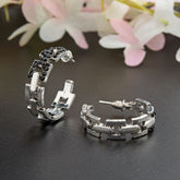 Silver / Gold / Antique Gold Plated Open Round Shaped Design Stone Studded Fashion Hoop Earring