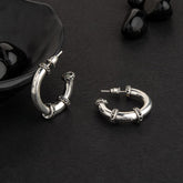 Silver / Gold Plated Bamboo Style Stone Studded Open Round Shaped Fashion Hoop Earring