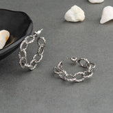 Silver / Gold / Antique Gold Plated Open Circle Shaped Chain Linked Fashion Hoop Earring