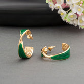 Gold Plated Twisted Style Colorful Enamel Artwork Fashion Hoops Earring