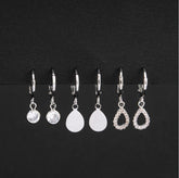Set of 3 Silver / Gold Plated CZ Fashion Hoops Earring