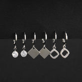 Set of 3 Silver / Gold Plated CZ Fashion Hoops Earring