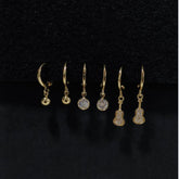 Set Of 3 Gold /Silver /Rosegold Plated CZ Fashion Hoops Earring