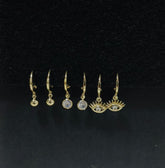 Set Of 3 Gold /Silver /Rosegold Plated CZ Fashion Hoops Earring