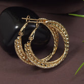 Gold/Silver Plated Triple Layered Hoops Earring
