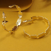 Gold/Silver Plated Square Link Half Hoops Earring