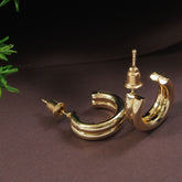 Gold/Silver Plated Double Layered Half Hoops Earring