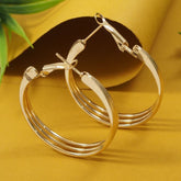 Gold/Silver Plated Triple Layered Hoops Earring