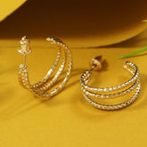 Gold/Silver Plated Triple Layered Hoops Earring