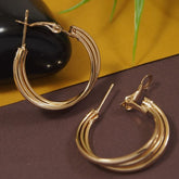 Gold/Silver Plated Triple Layered Twisted Hoops Earring