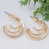 Gold/Silver Plated Three Layered Hoops Earring