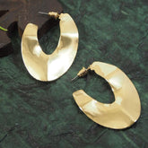 Gold/Silver Plated Open Hollow Oval Shaped Hoops Earring